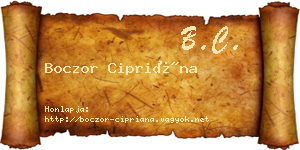 Boczor Cipriána névjegykártya
